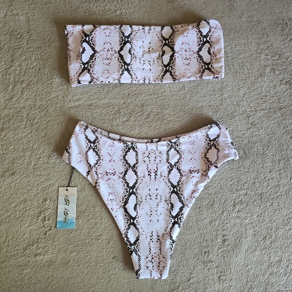 Shady Lady Malibu Snakeskin Strapless Bikini size large - Picture 6 of 13